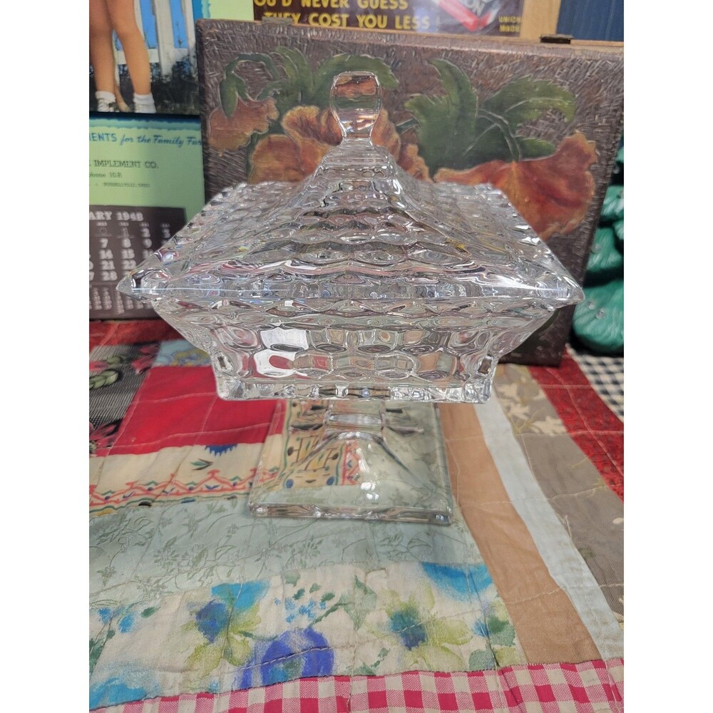 American Fostoria Crystal Wedding Bowl Candy Dish w/Lid  8"